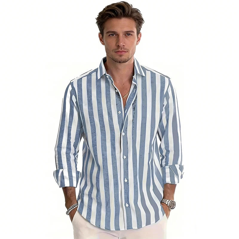 Men's Long Sleeve Stripe Shirt – Stylish Autumn Essential for Casual and Formal Wear 5