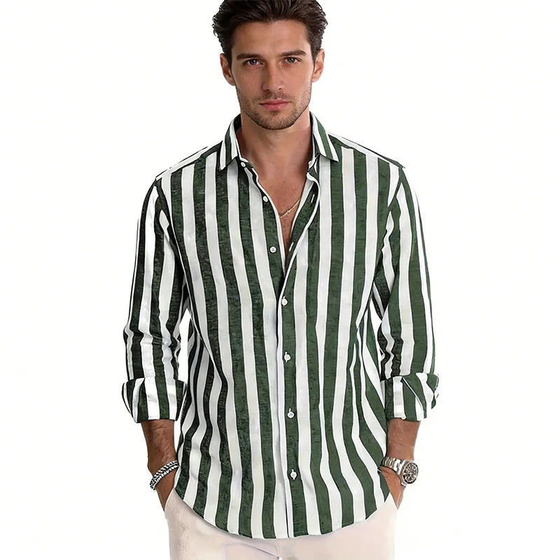 Men's Long Sleeve Stripe Shirt – Stylish Autumn Essential for Casual and Formal Wear 6