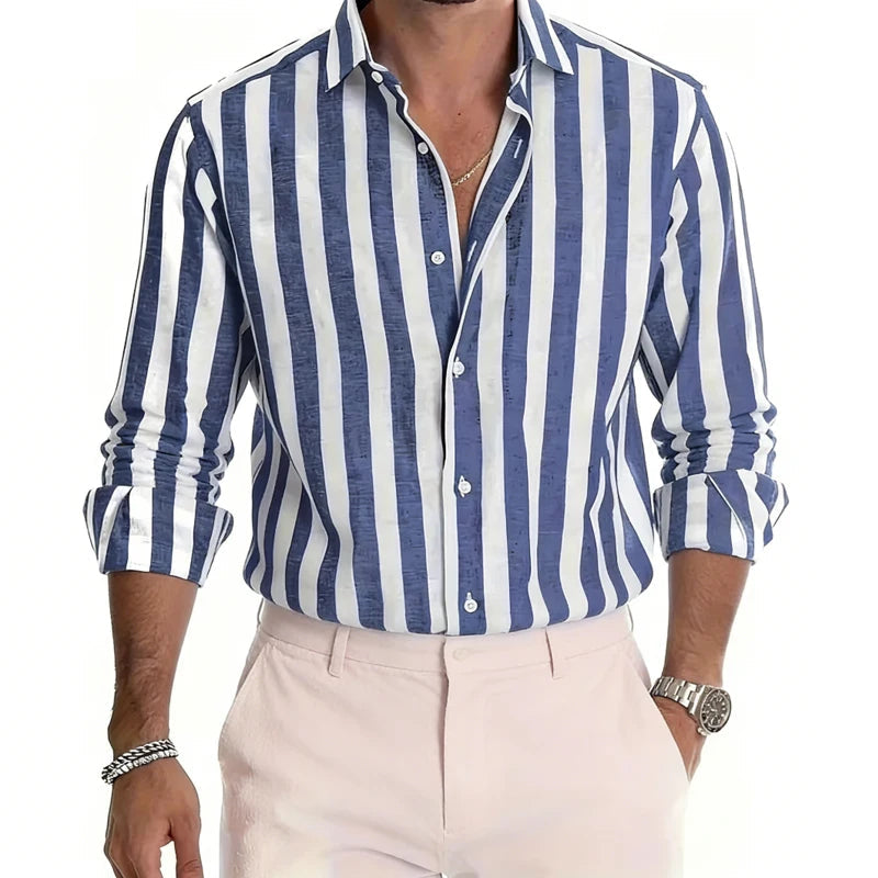 Men's Long Sleeve Stripe Shirt – Stylish Autumn Essential for Casual and Formal Wear 7