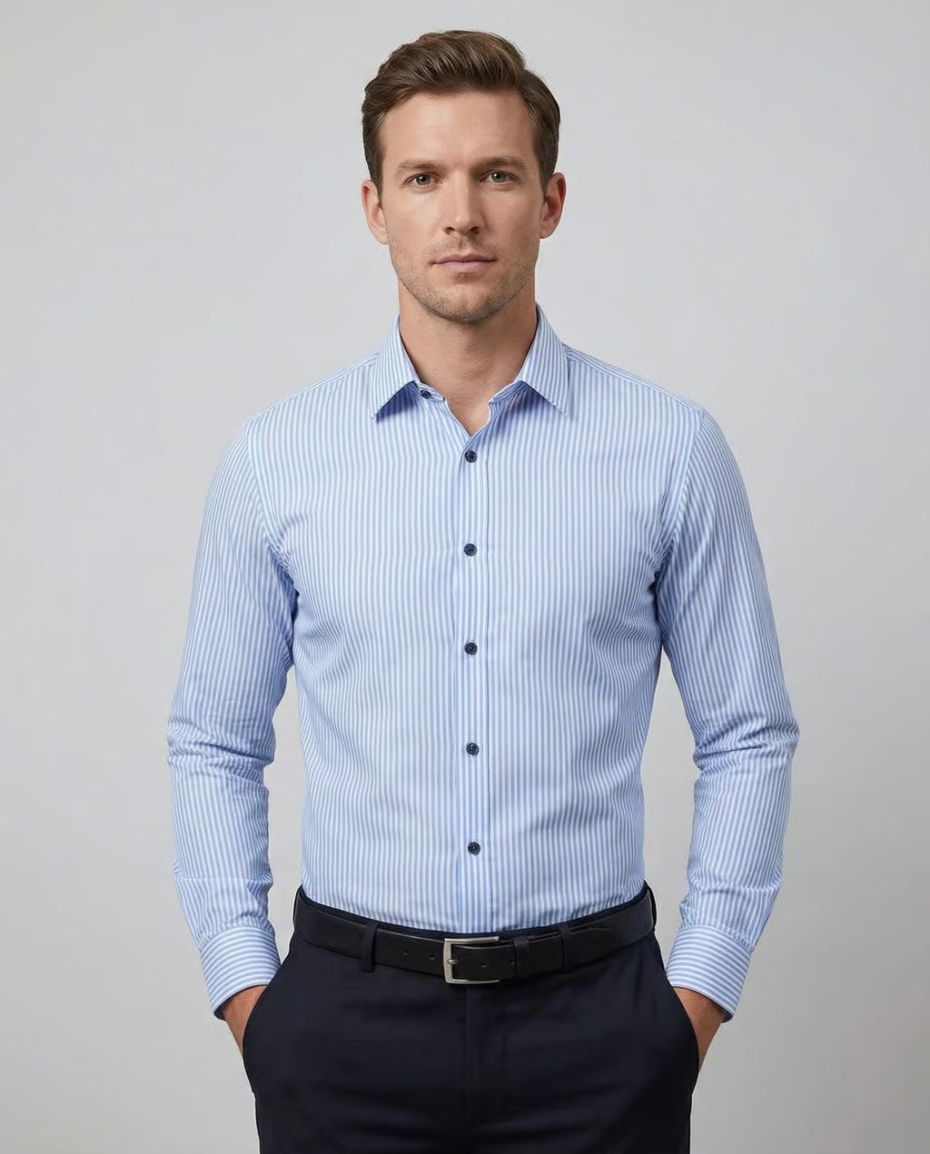 Men's Stripe Shirt – Stylish Long Sleeve Business Casual Top 2
