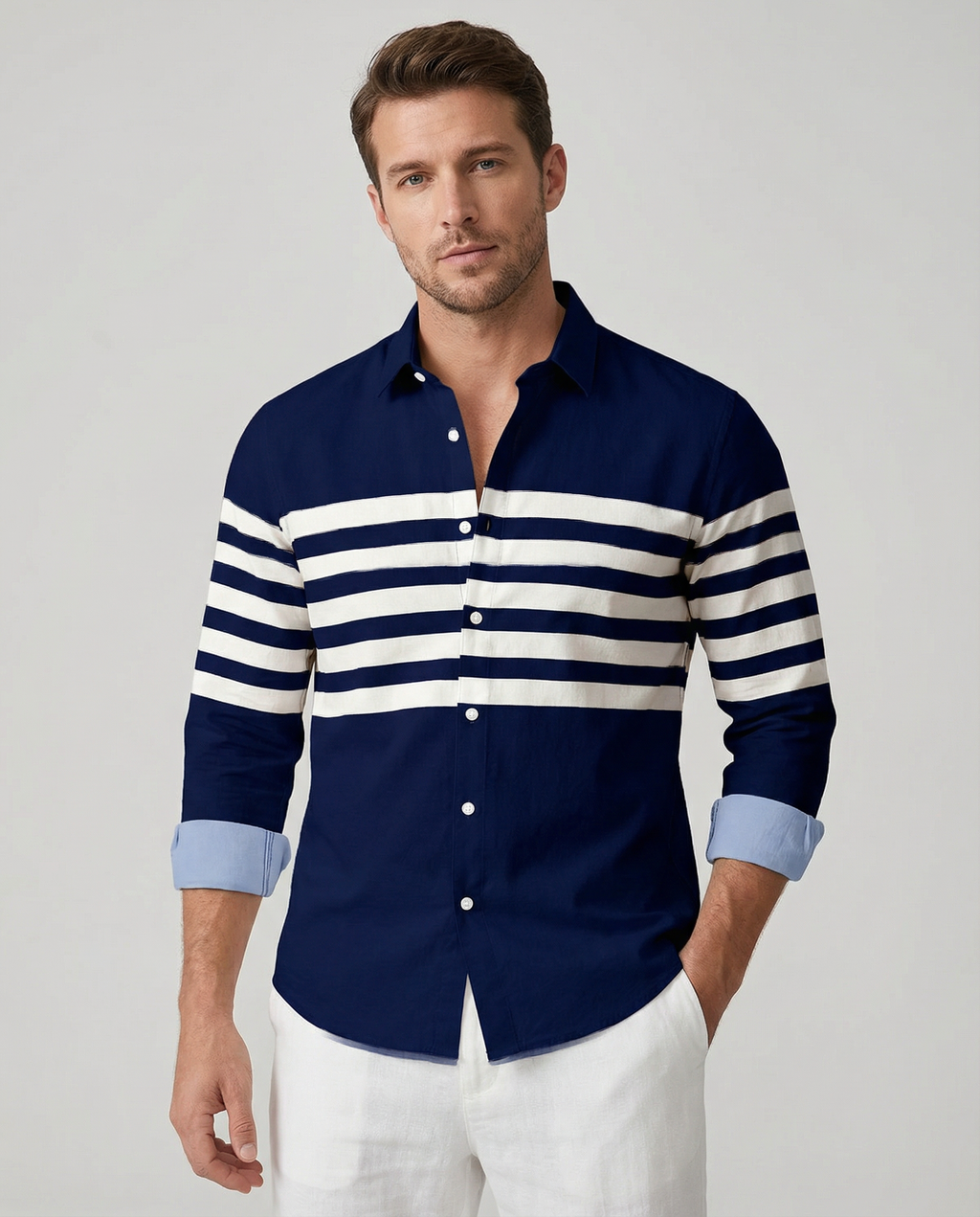 Men's Striped Casual Shirt – Stylish Outdoor Comfort 0
