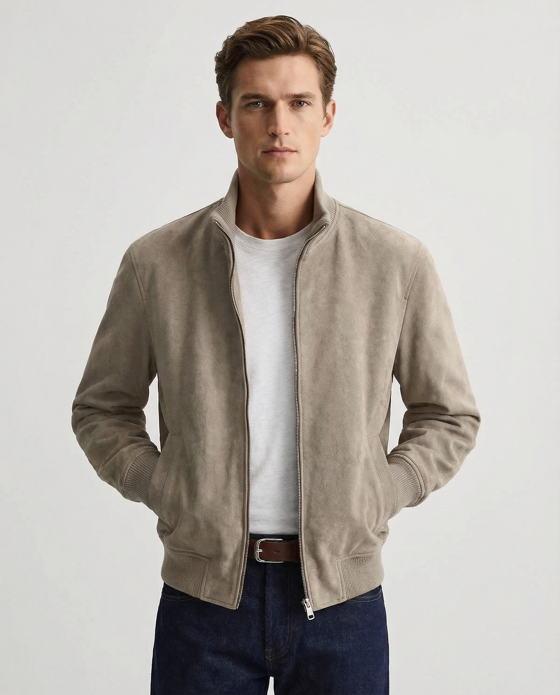 Men's Suede Jacket – Stylish Slim Fit Outerwear for Casual Business Wear 0