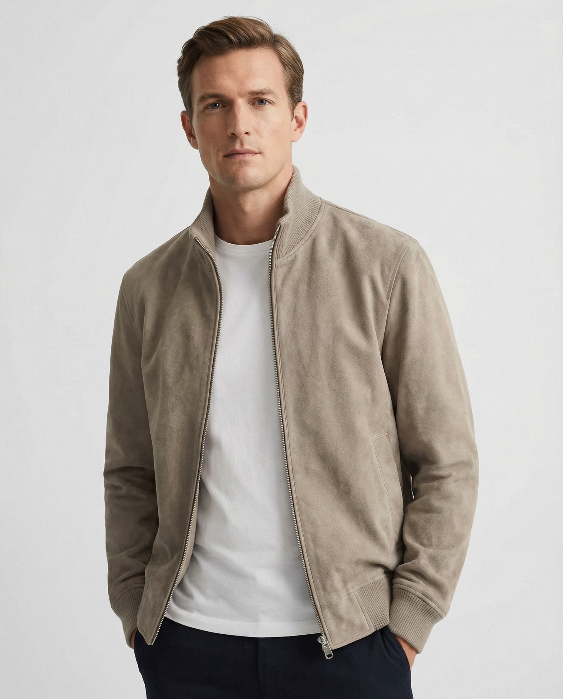 Men's Suede Jacket – Stylish Slim Fit Outerwear for Casual Business Wear 3