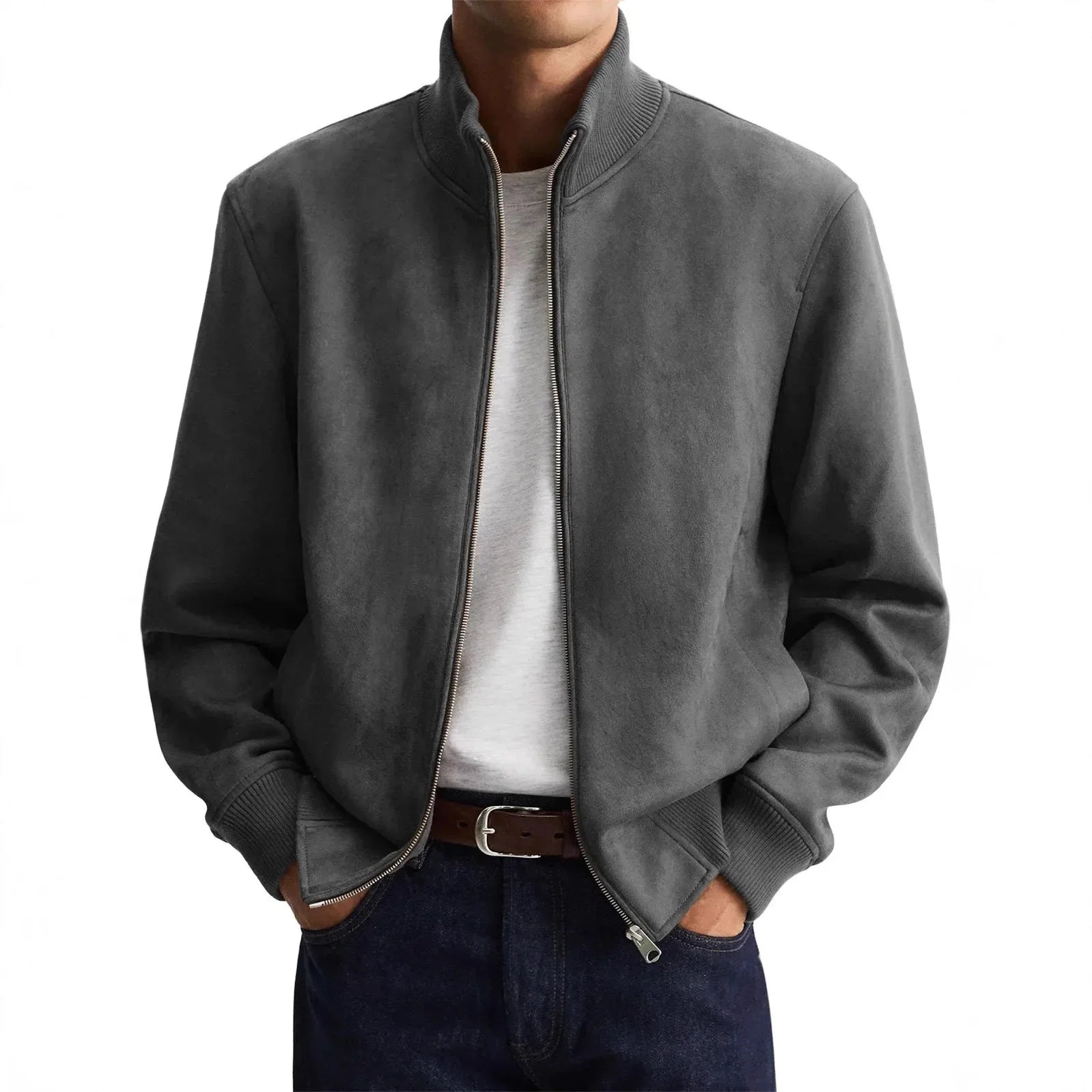 Men's Suede Jacket – Stylish Slim Fit Outerwear for Casual Business Wear 6