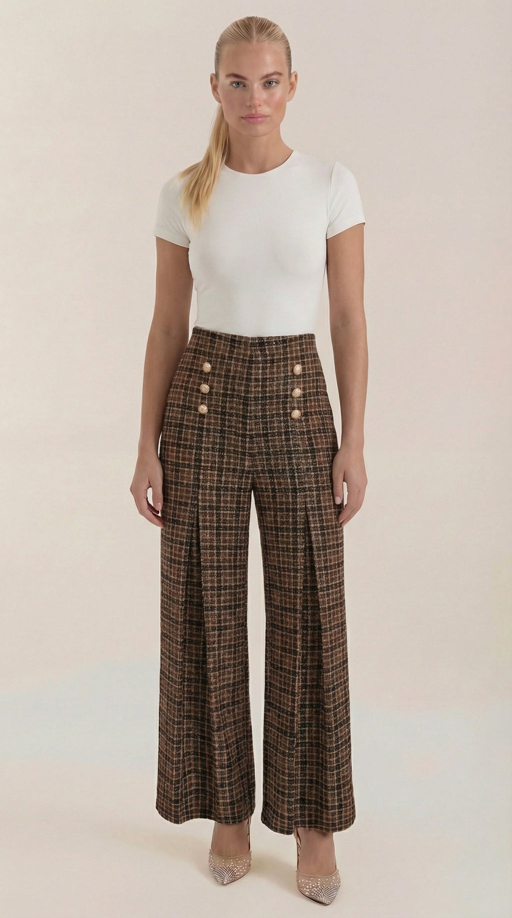 Naomi Plaid Wide Leg Pants 0