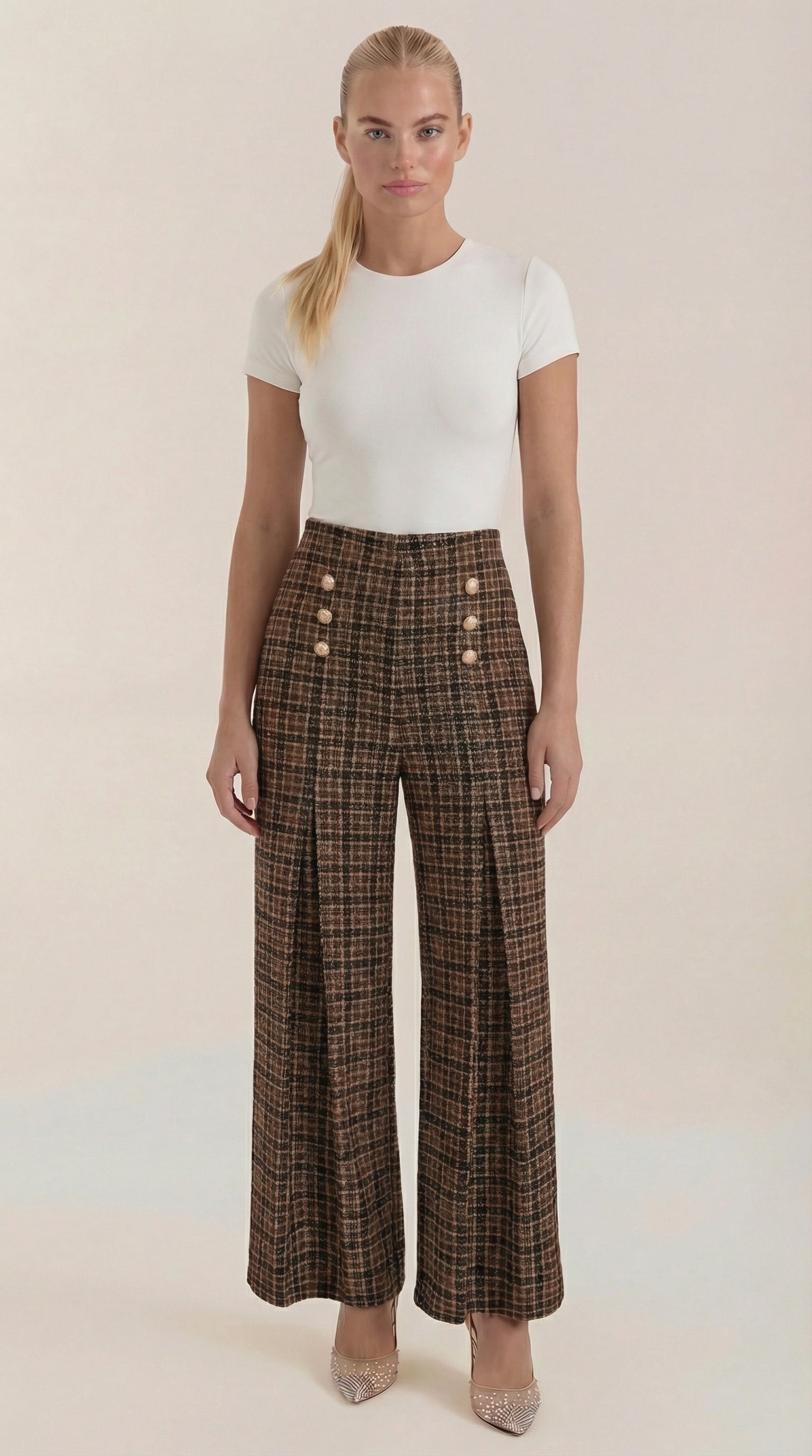 Naomi Plaid Wide Leg Pants 0