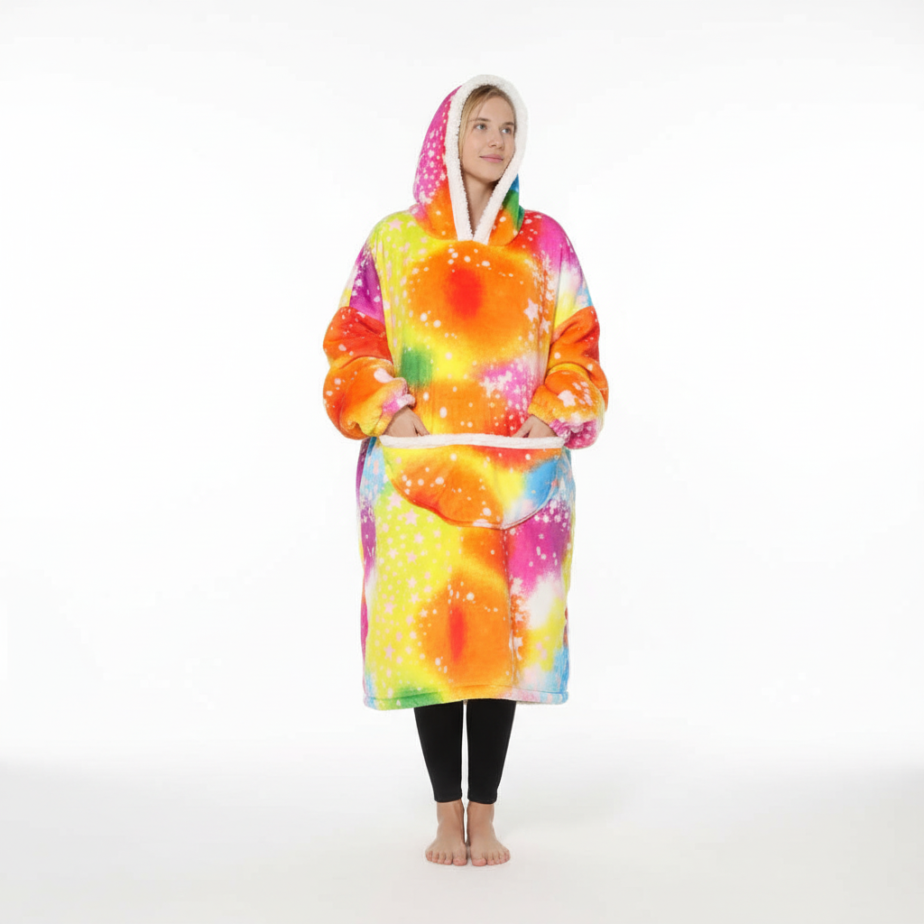 Oversized Fleece Blanket – Wearable Blanket Hoodie with Pockets, Cozy Unicorn & Rainbow Designs, 7 Colors – SnuggleHood