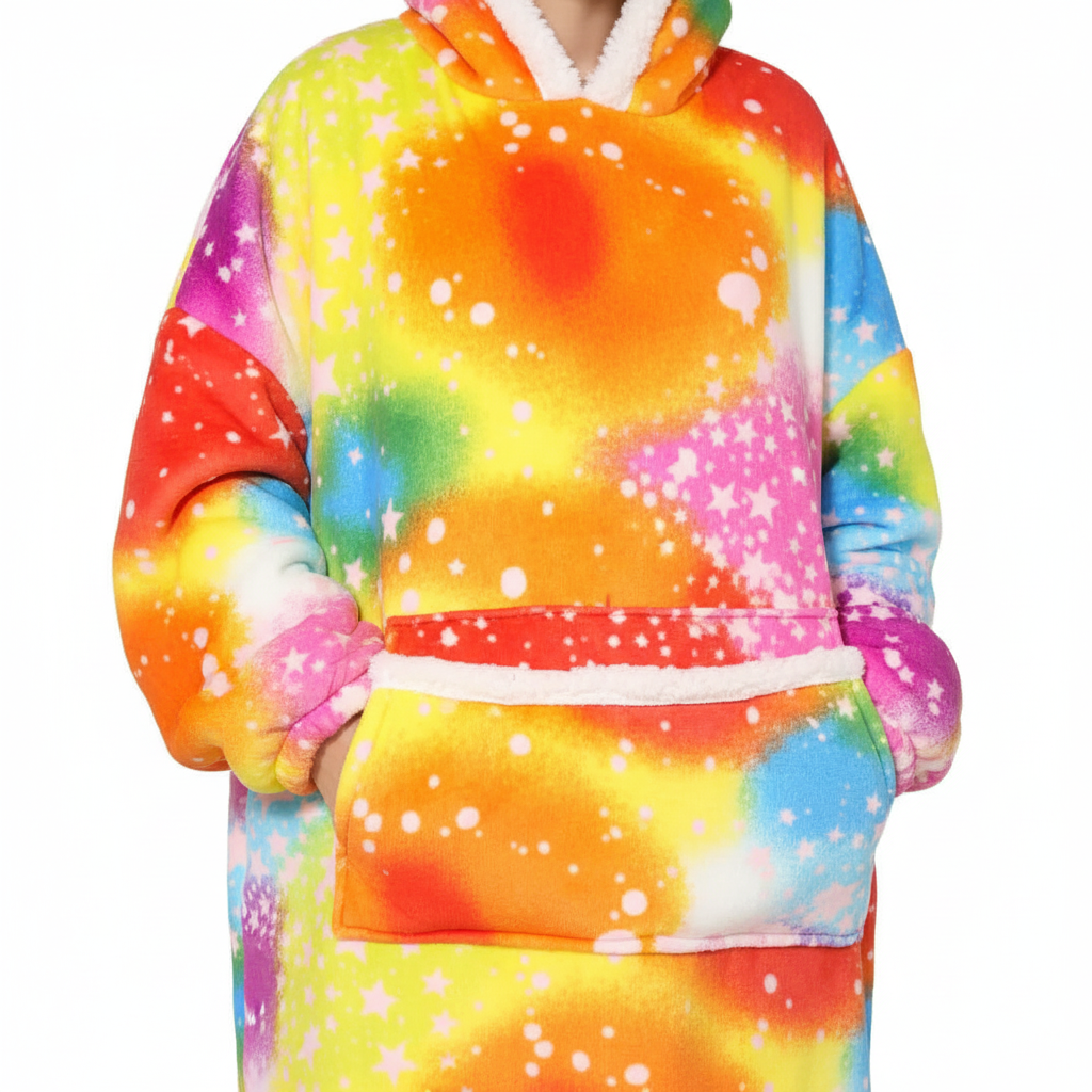 Oversized Fleece Blanket – Wearable Blanket Hoodie with Pockets, Cozy Unicorn & Rainbow Designs, 7 Colors – SnuggleHood