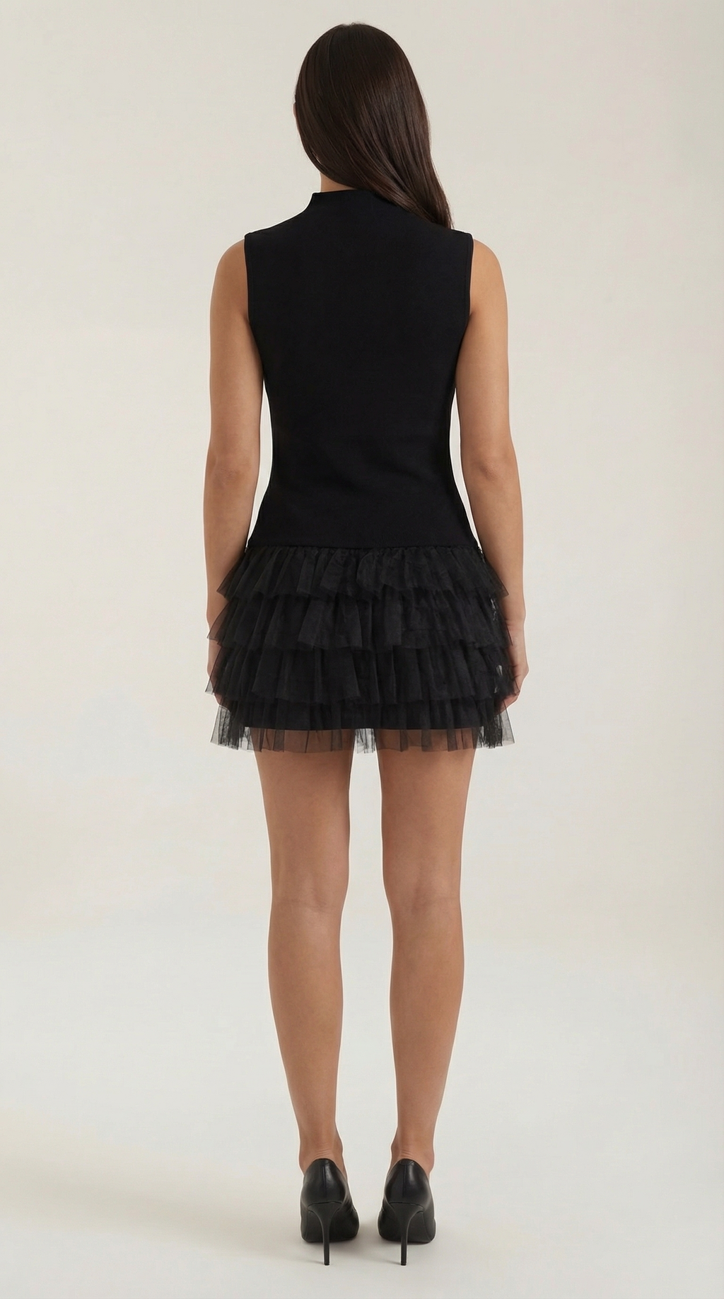 Women's High Neck Tulle Mini Dress Nadia Sleeveless Party Cocktail 3