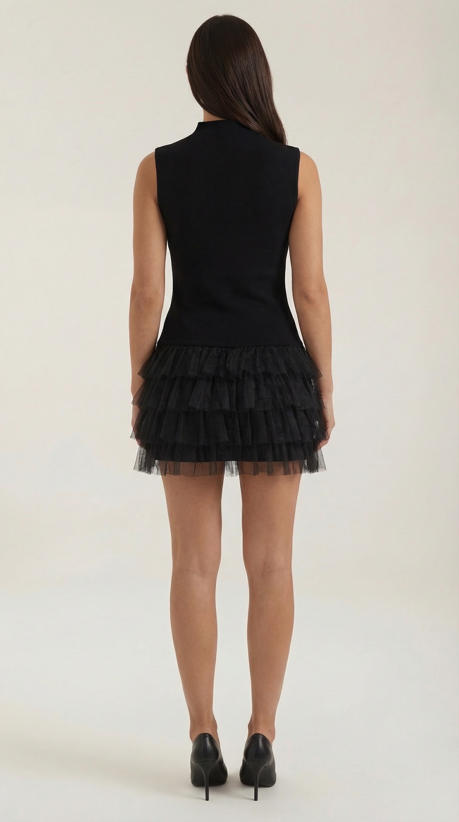 Women's High Neck Tulle Mini Dress Nadia Sleeveless Party Cocktail 3