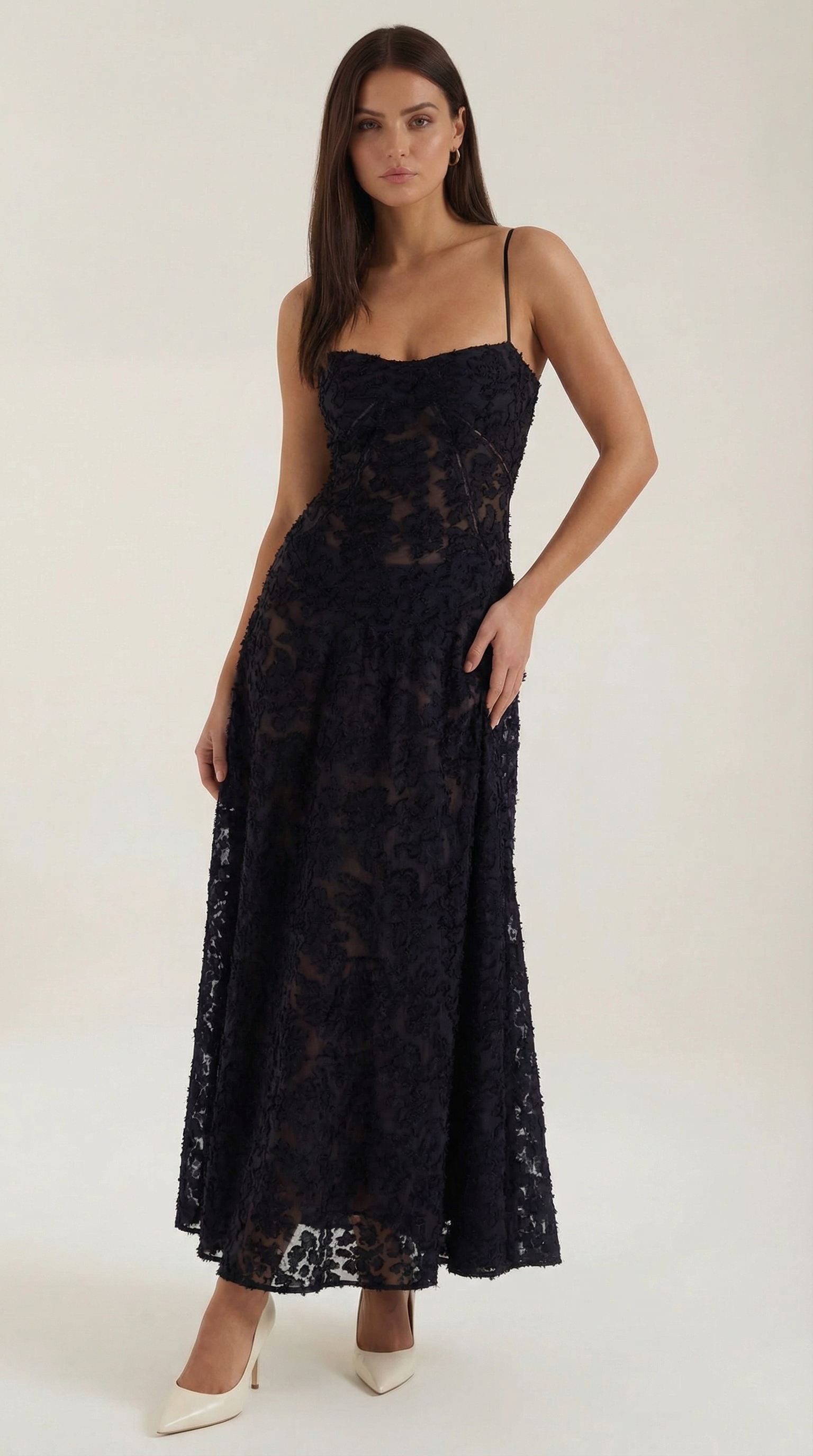 Women's Lace Maxi Dress Floral Embroidery Elegant Evening 11