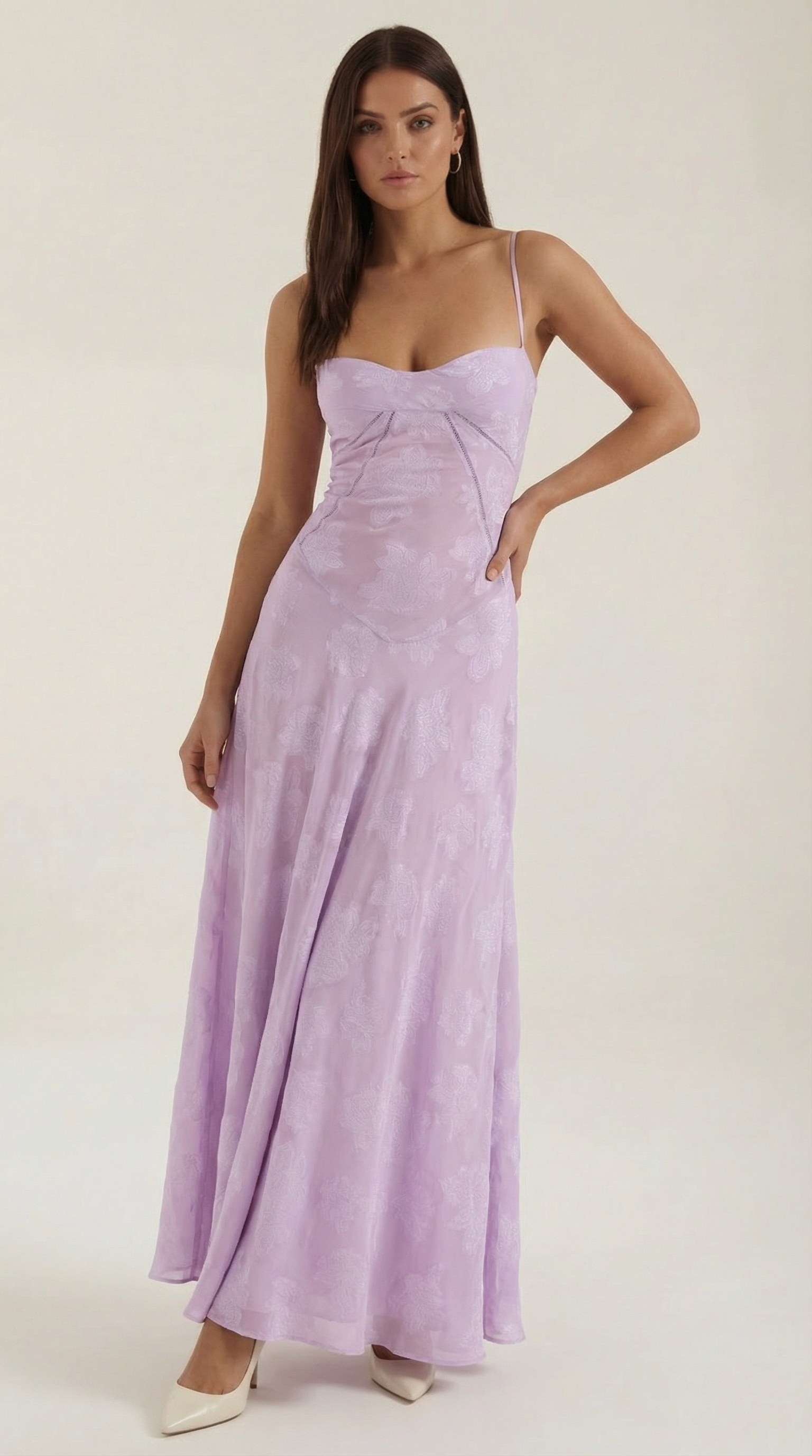 Women's Lace Maxi Dress Floral Embroidery Elegant Evening 9