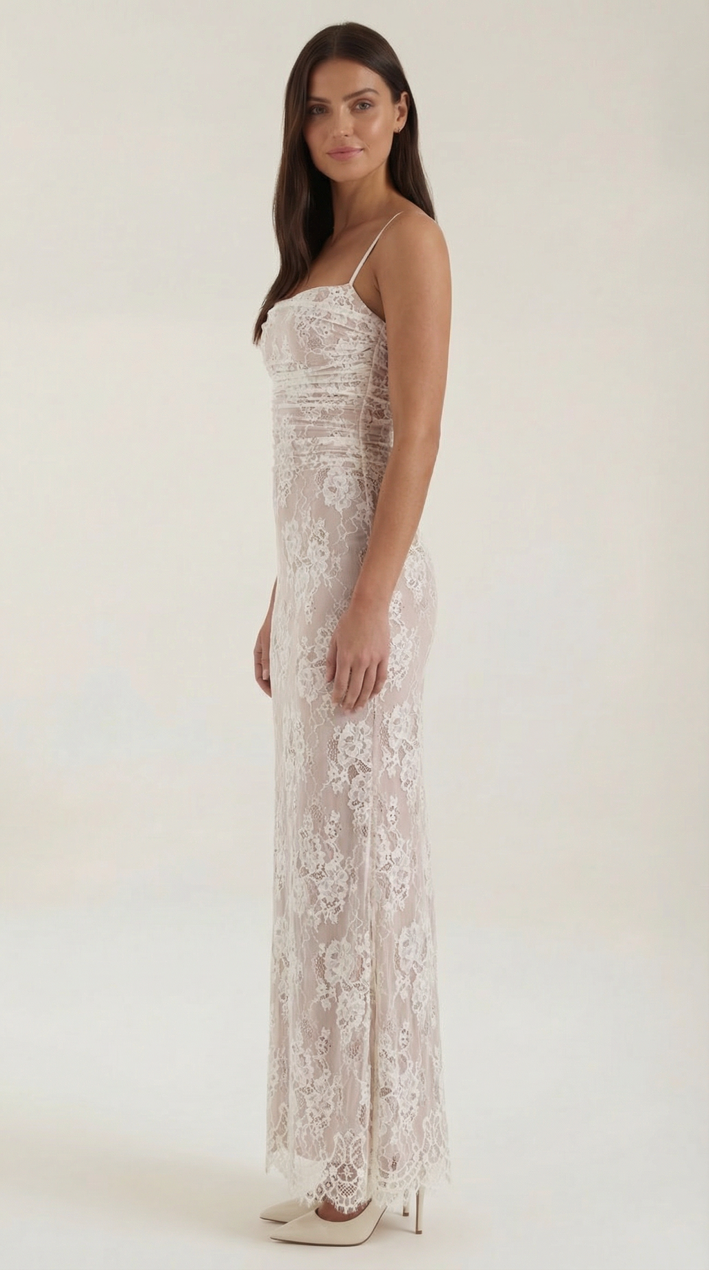 Women's Lace Maxi Dress V-Neck Sleeveless Floral Lace 4
