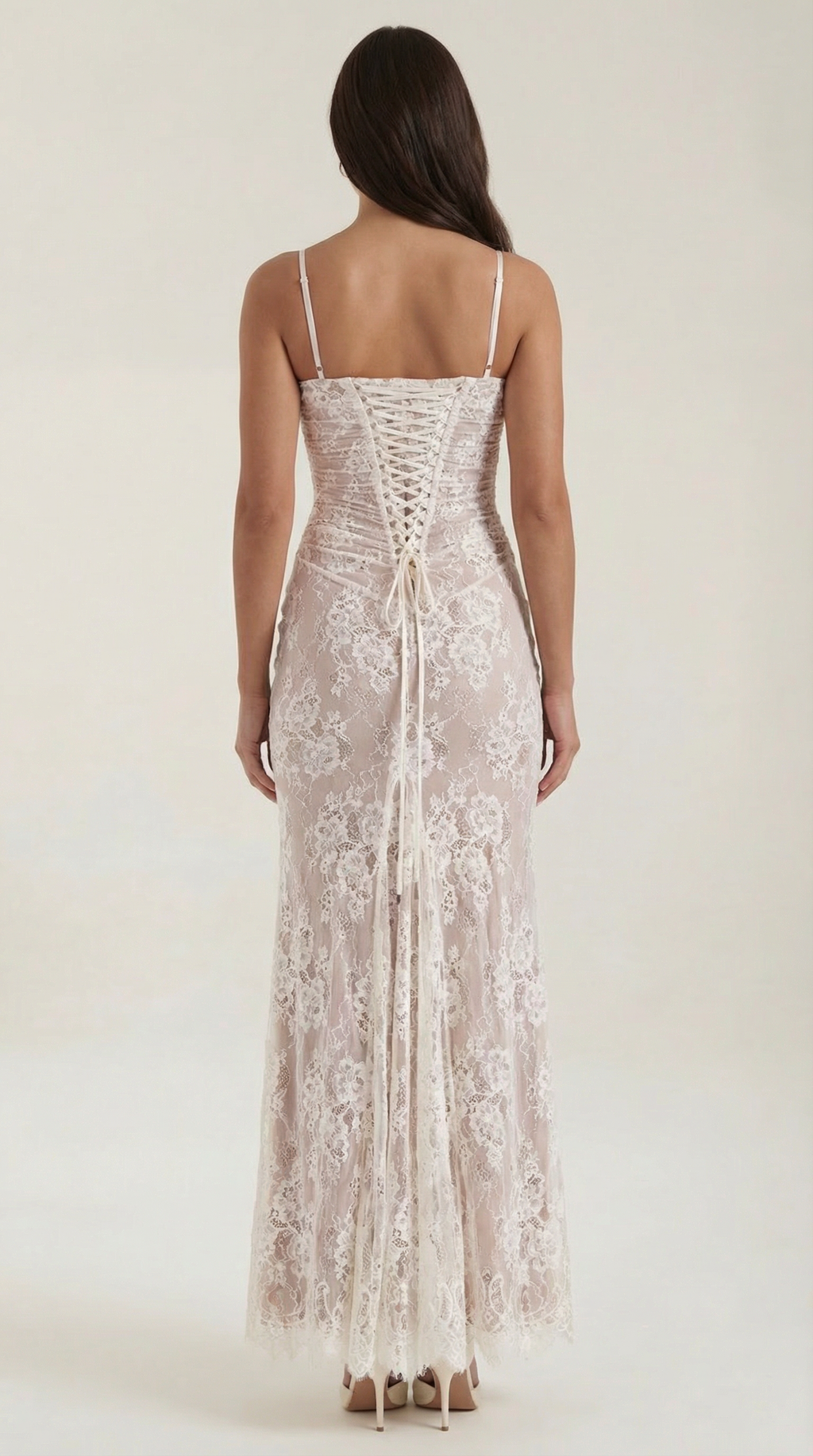 Women's Lace Maxi Dress V-Neck Sleeveless Floral Lace 6