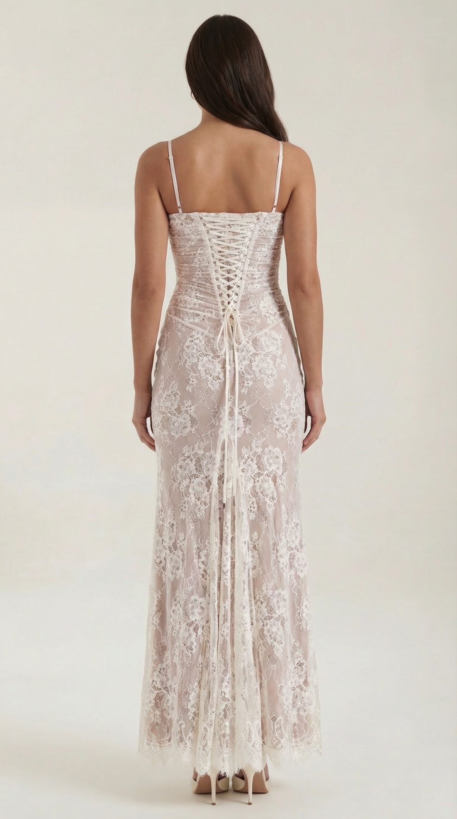 Women's Lace Maxi Dress V-Neck Sleeveless Floral Lace 6