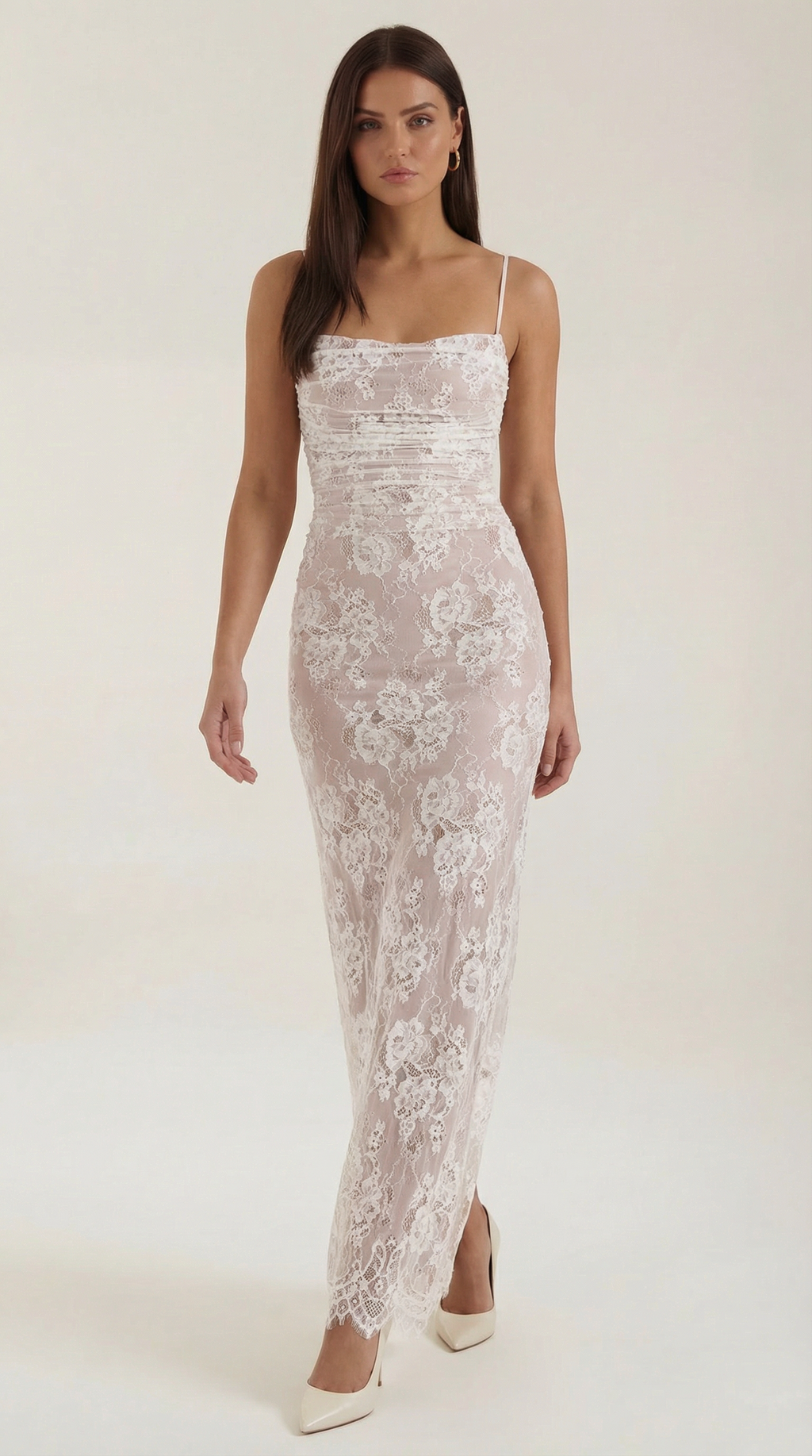 Women's Lace Maxi Dress V-Neck Sleeveless Floral Lace 7