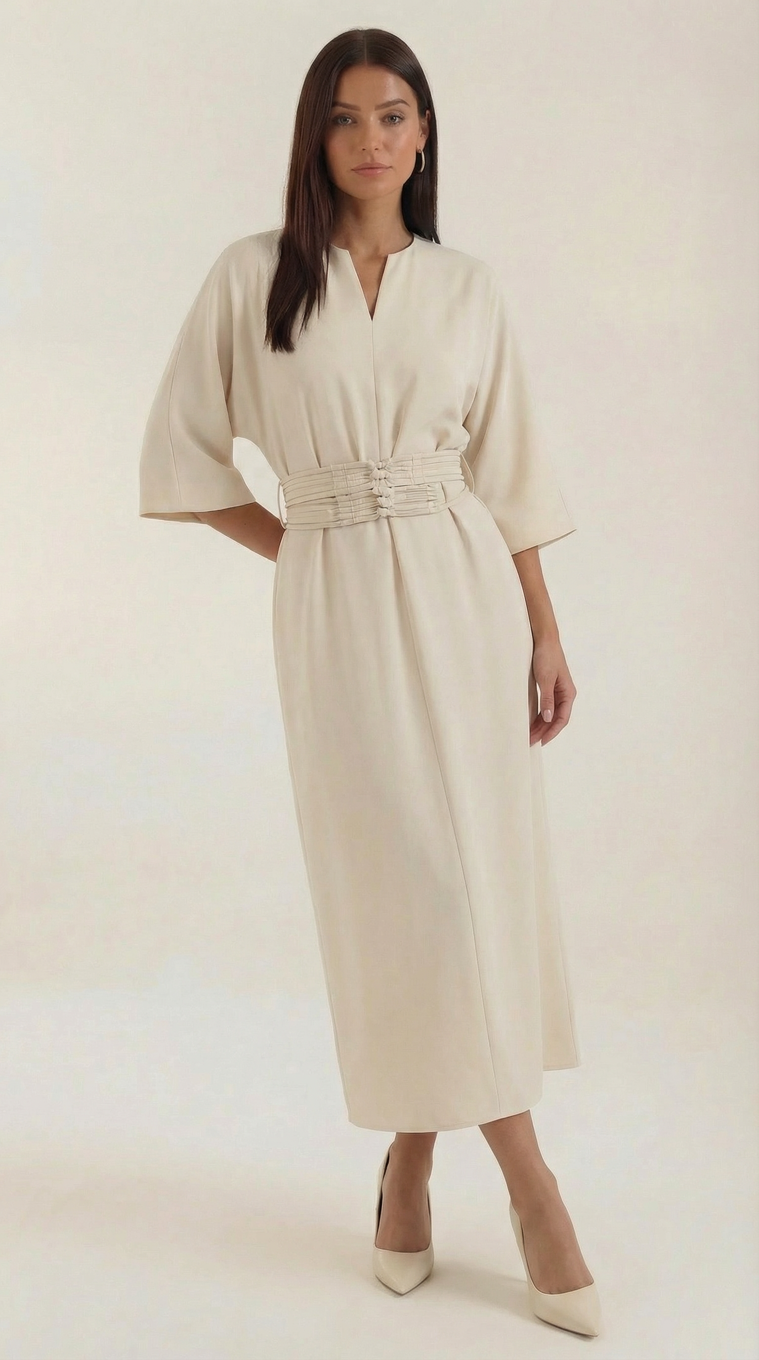 Women's Maxi Dress Belted Waist A-Line Long Dress 0