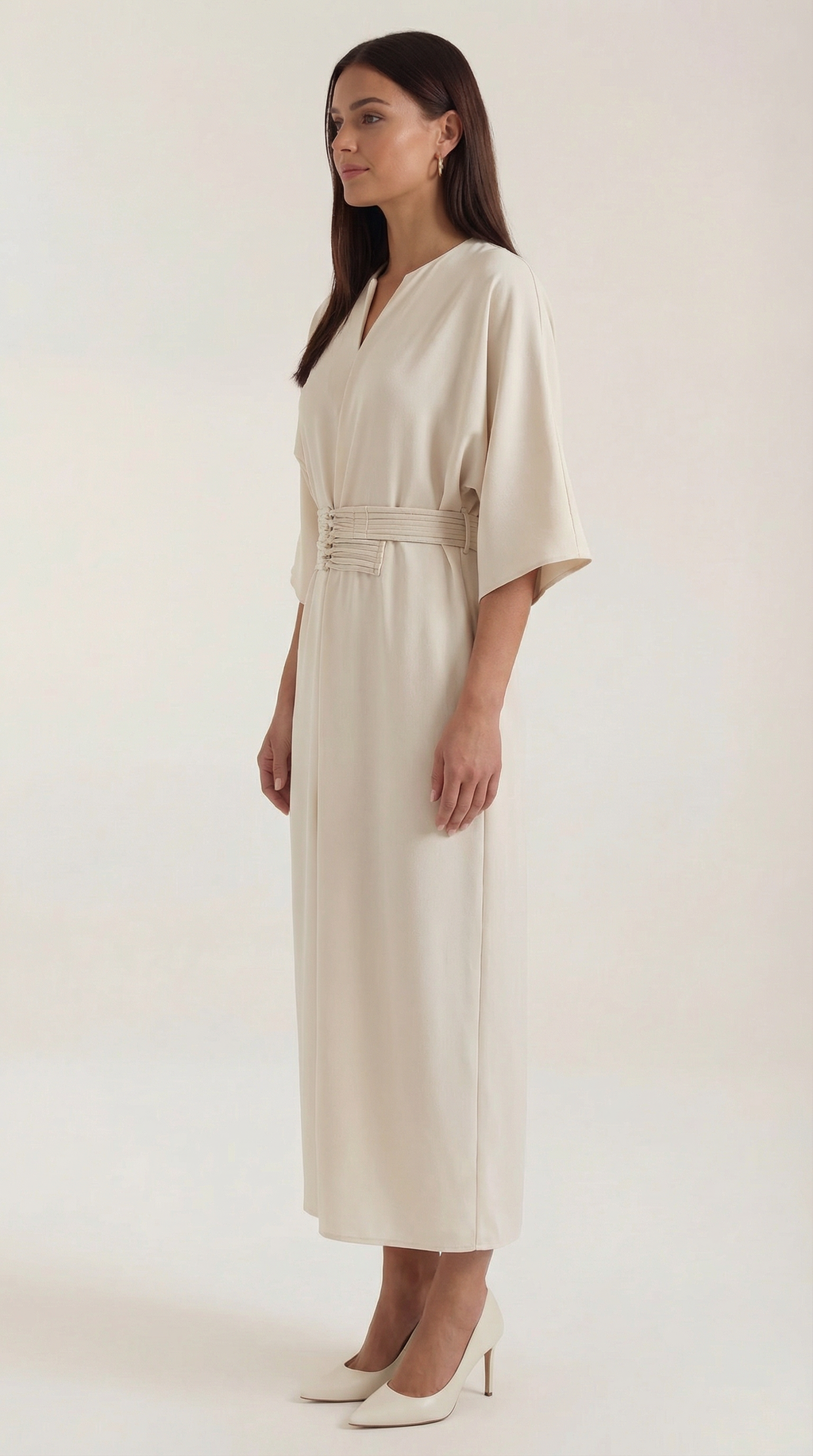 Women's Maxi Dress Belted Waist A-Line Long Dress 1