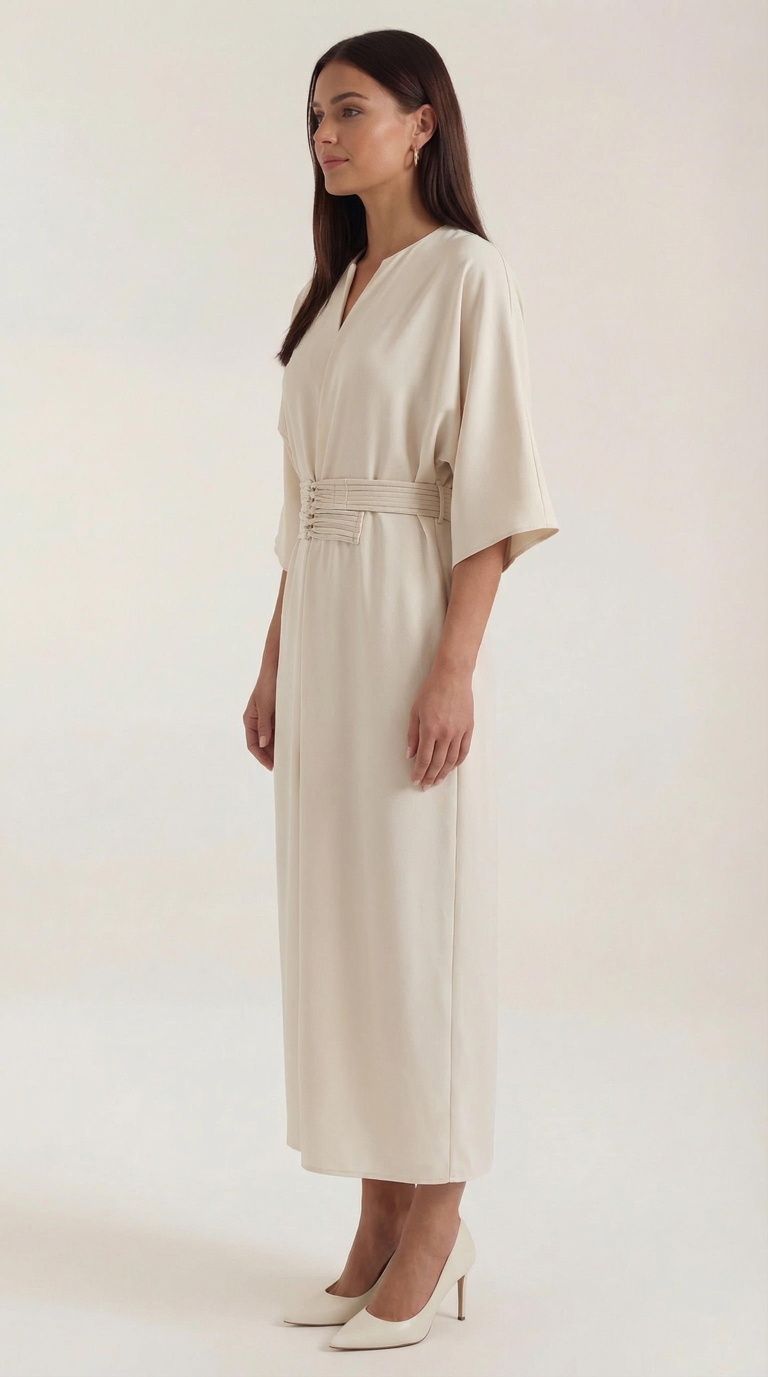 Women's Maxi Dress Belted Waist A-Line Long Dress 1