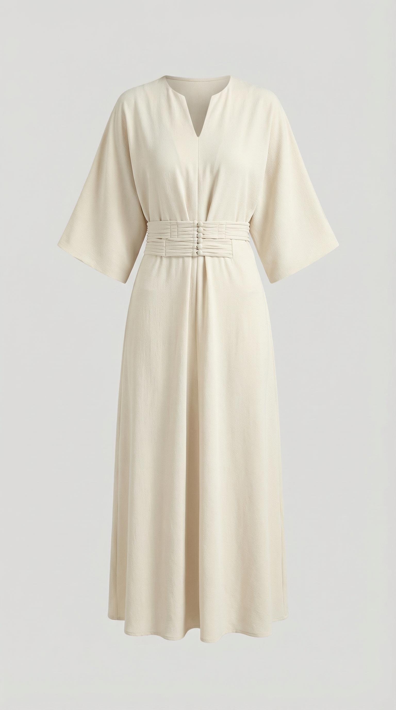 Women's Maxi Dress Belted Waist A-Line Long Dress 4