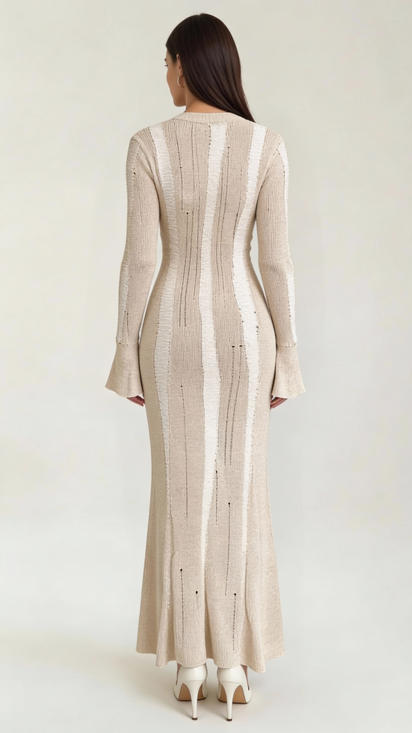 Women's Maxi Dress Knit with Bell Sleeves and Metallic Threading 3