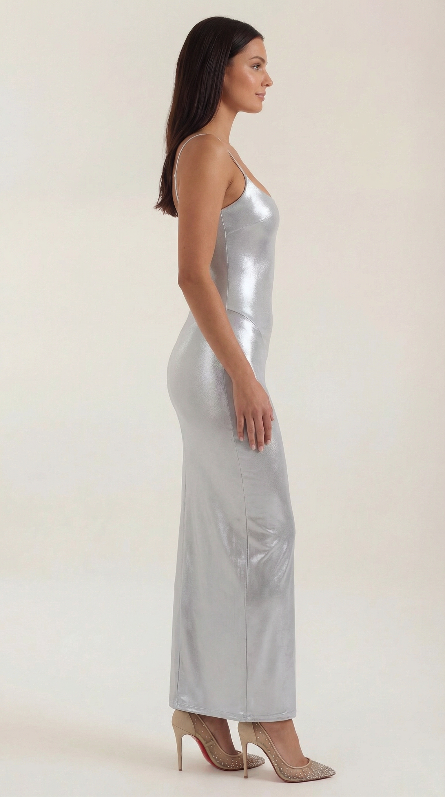 Women's Metallic Bodycon Maxi Dress for Formal Events 1