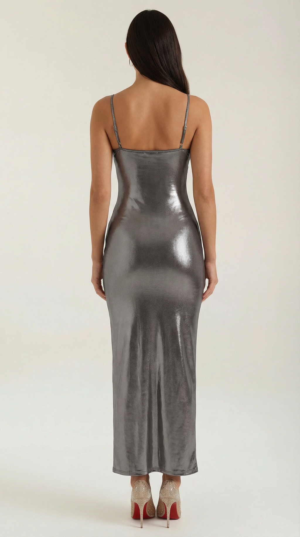 Women's Metallic Bodycon Maxi Dress for Formal Events 8