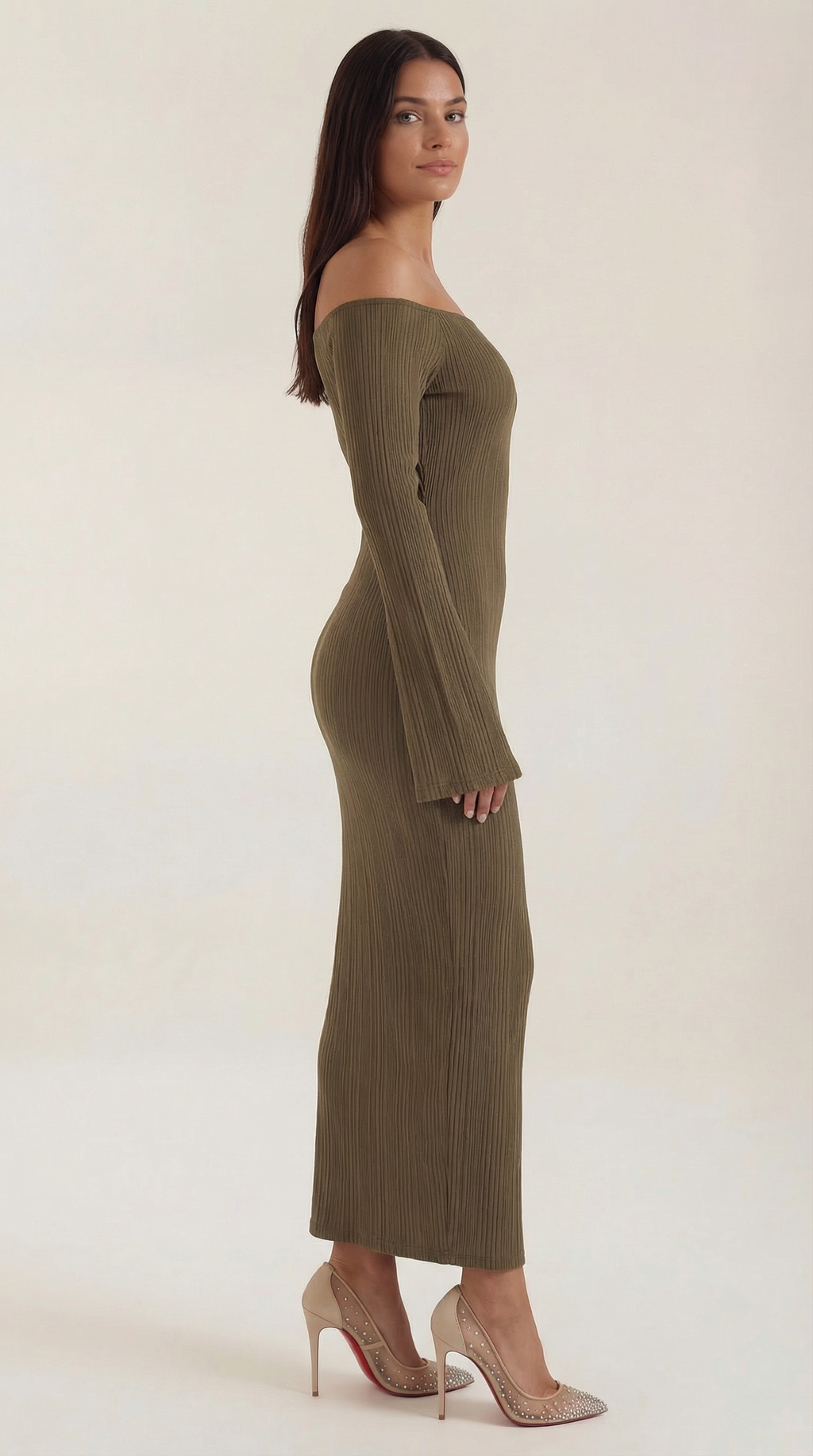 Women's Off-Shoulder Bodycon Maxi Dress Sleek Evening Gown 1