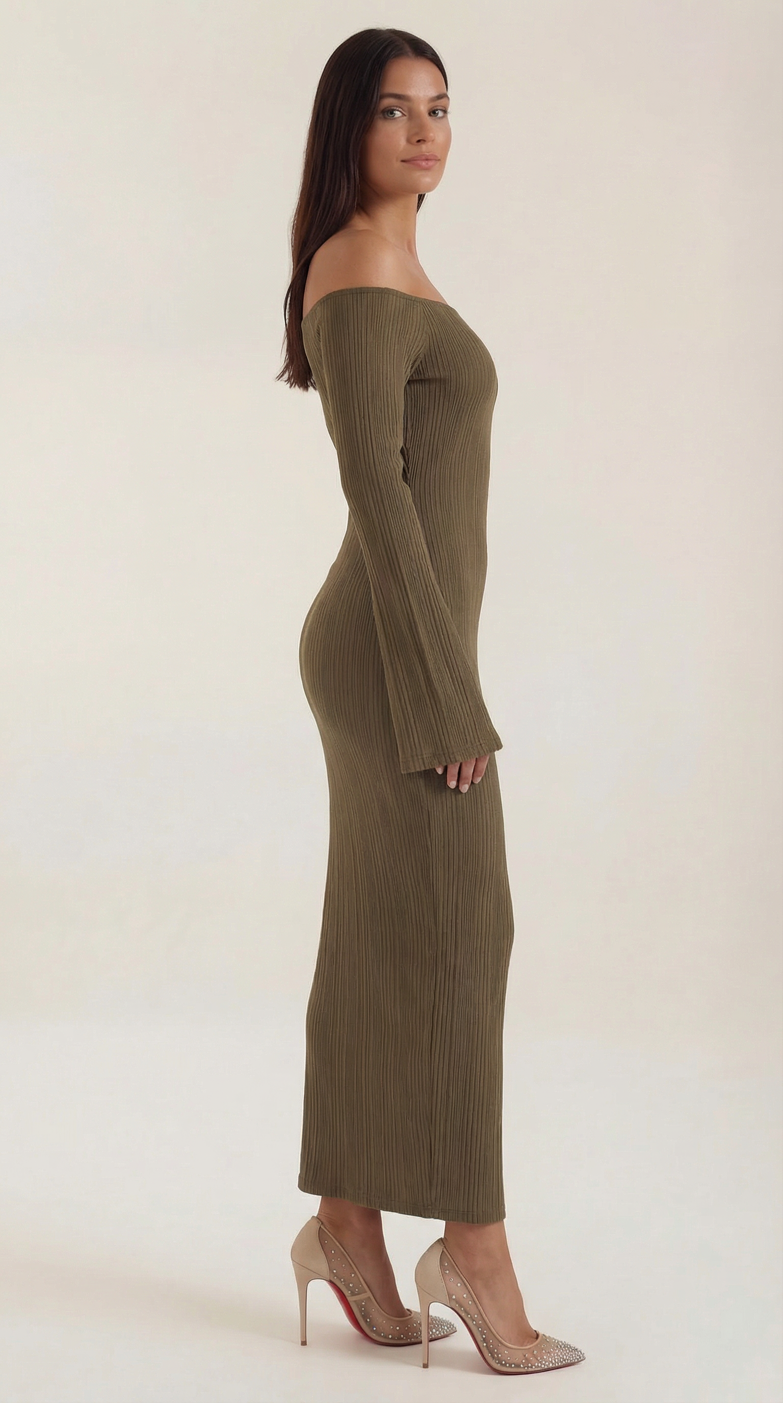 Women's Off-Shoulder Bodycon Maxi Dress Sleek Evening Gown 1