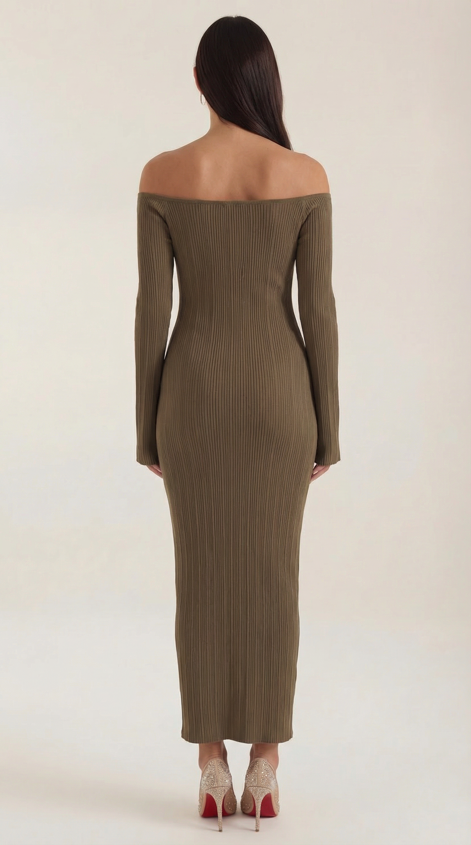 Women's Off-Shoulder Bodycon Maxi Dress Sleek Evening Gown 3
