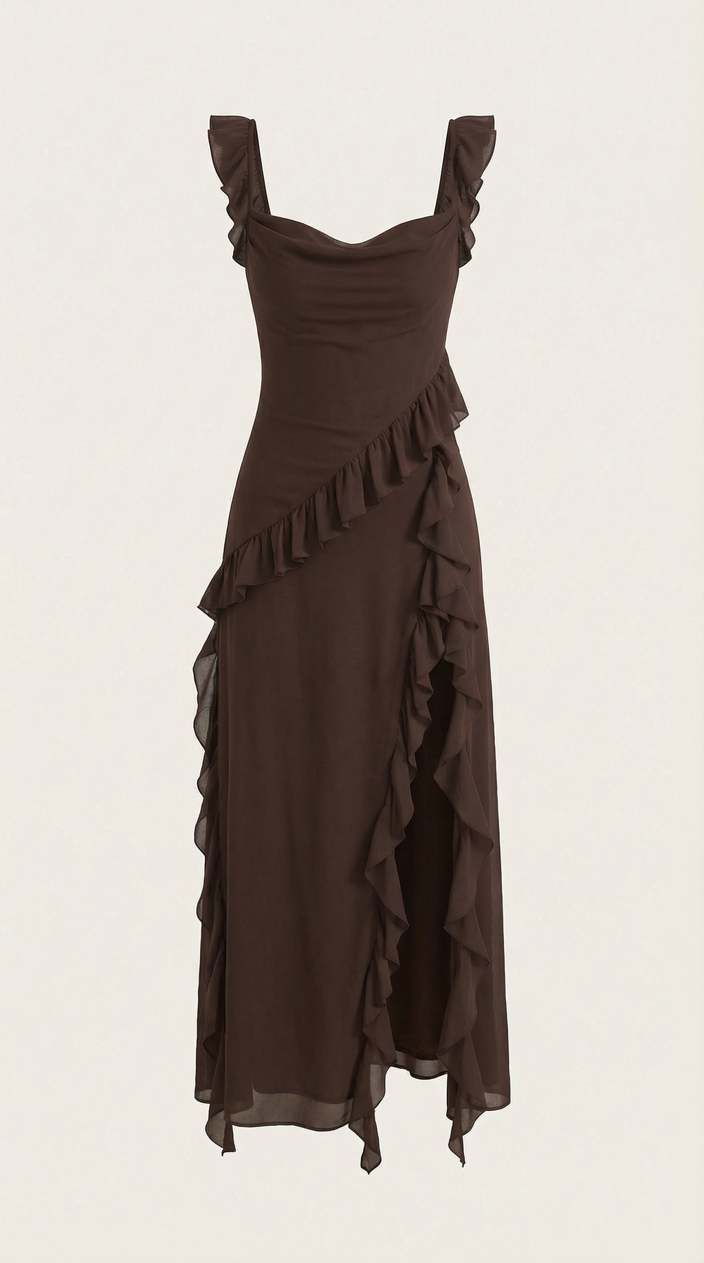 Women's Ruffled Maxi Dress V-Neck Flowy Boho Long Dress 4