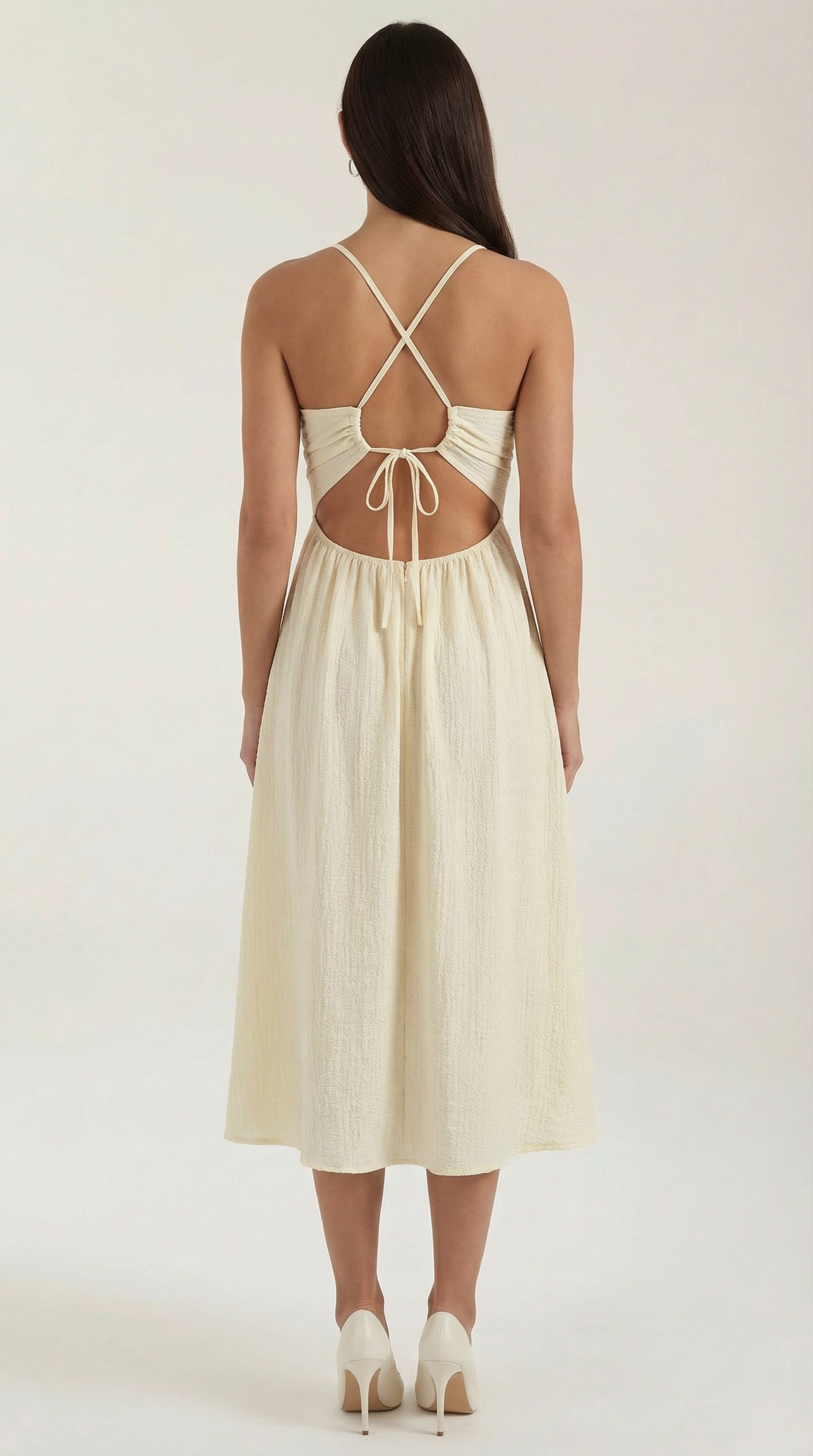 Women's Summer Midi Dress Lightweight Cutout Design 3