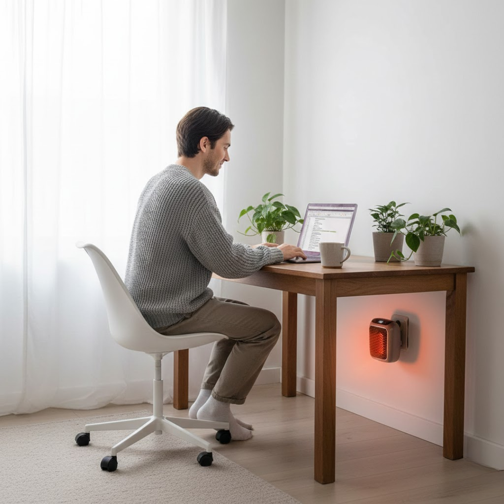 Space Heater with Modern Design – Compact Electric Heater with Timer, Tip-Over & Overheat Protection – EcoHeat