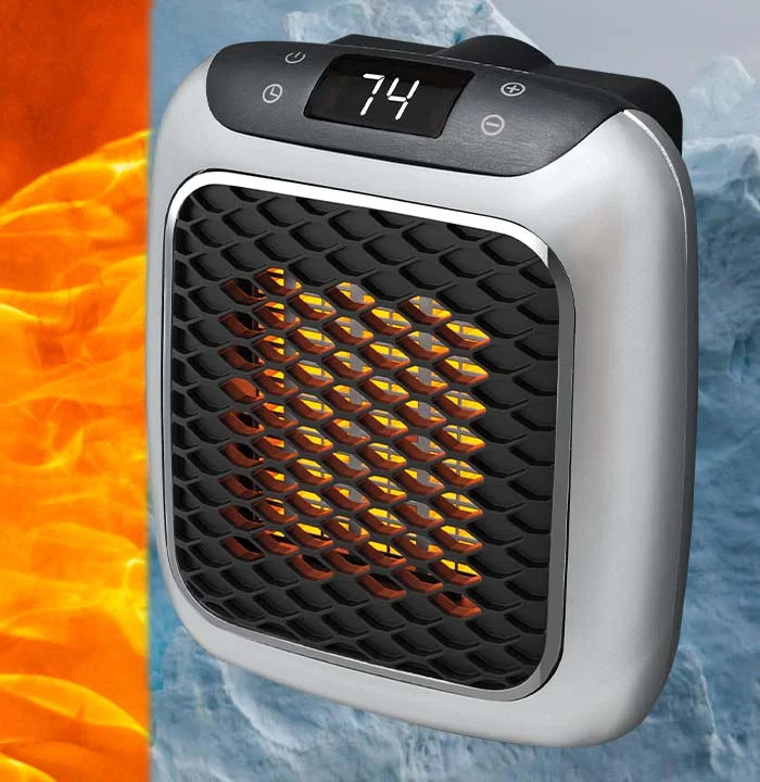 Space Heater with Modern Design – Compact Electric Heater with Timer, Tip-Over & Overheat Protection – EcoHeat