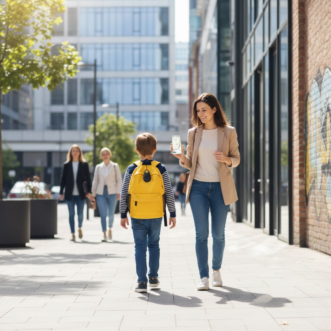Mini GPS Tracker for Kids – Child Tracker with Real-Time Location, SOS Button & Geofencing, Free App – KidLocate