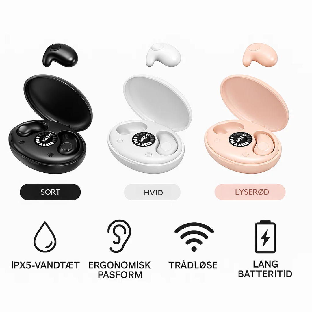Invisible Wireless Sleep Earbuds – Bluetooth Sleep Headphones for Side Sleepers, IPX5, 3 Colors – SoundWave